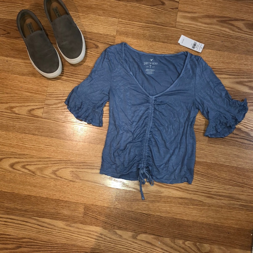 3/4 Sleeve Chambray Tie Shirt NWT